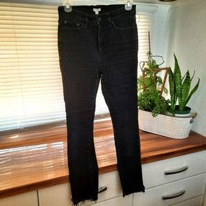 J Crew Stretch Black Jeans Raw Hem Size Size 28 Skinny